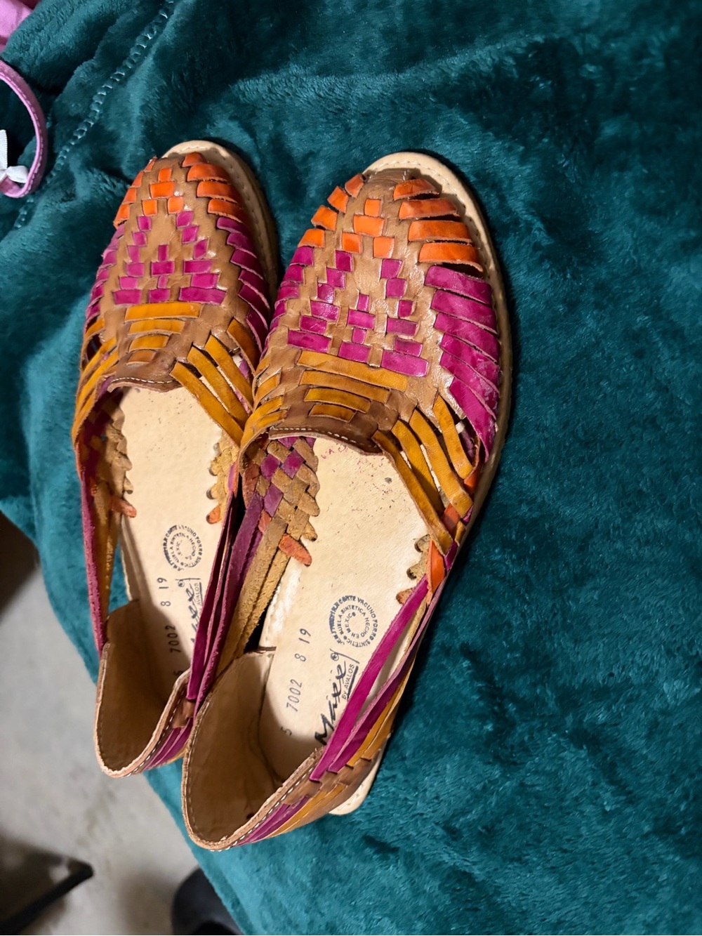 Handwoven Leather Huarache Flats in Pink, Artisan from Chihuahua, MX